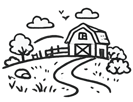A calm and tranquil hobby farm environment
